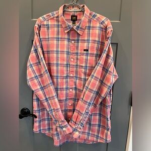 XL Men’s Lee brand pink plaid shirt